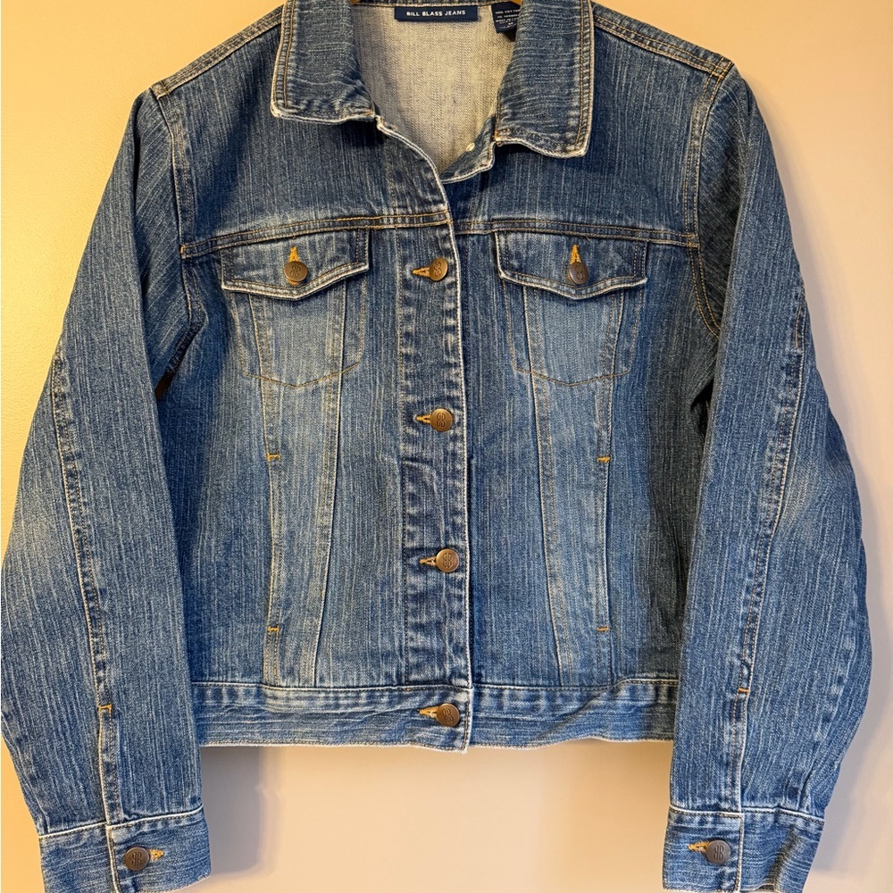 Bill Blass Classic Short Jean Denim Jacket Med - Picture 6 of 8